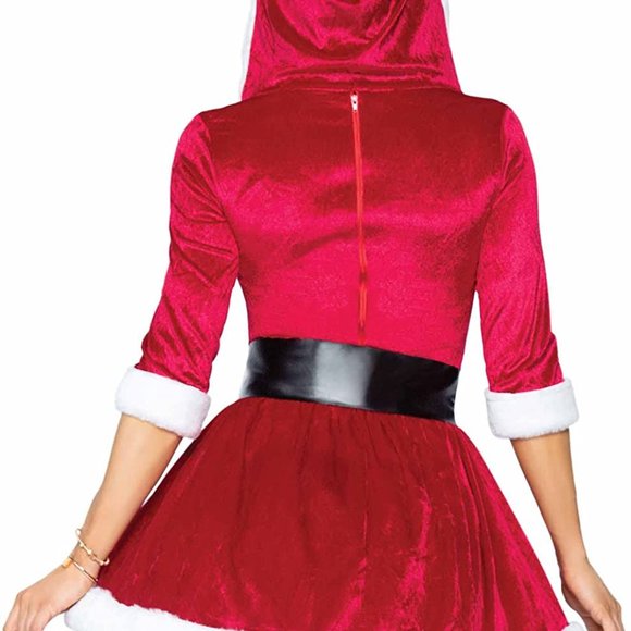 Mrs. Claus Costume - Velvet Hooded Dress Christmas - Picture 2 of 5